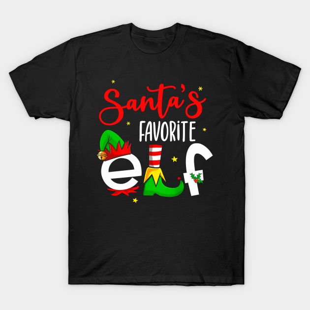 Funny Santa's Favorite Elf Squad Christmas Pajama Matching T-Shirt by _So who go sayit_